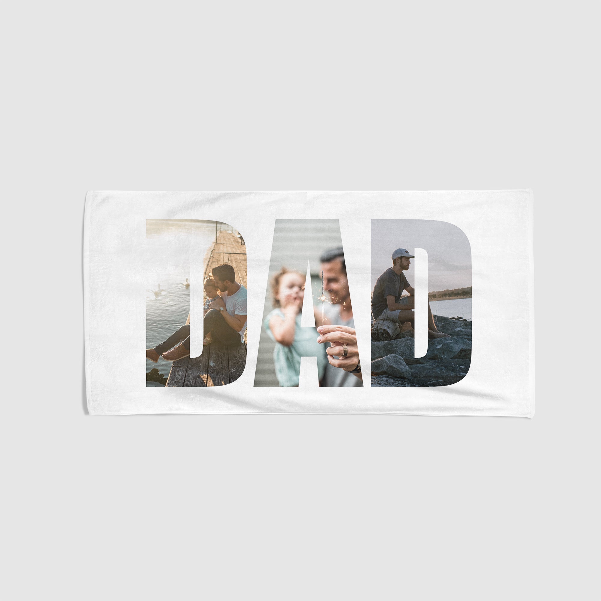 Personalisierbares Strandtuch mit Foto- und Textdesign