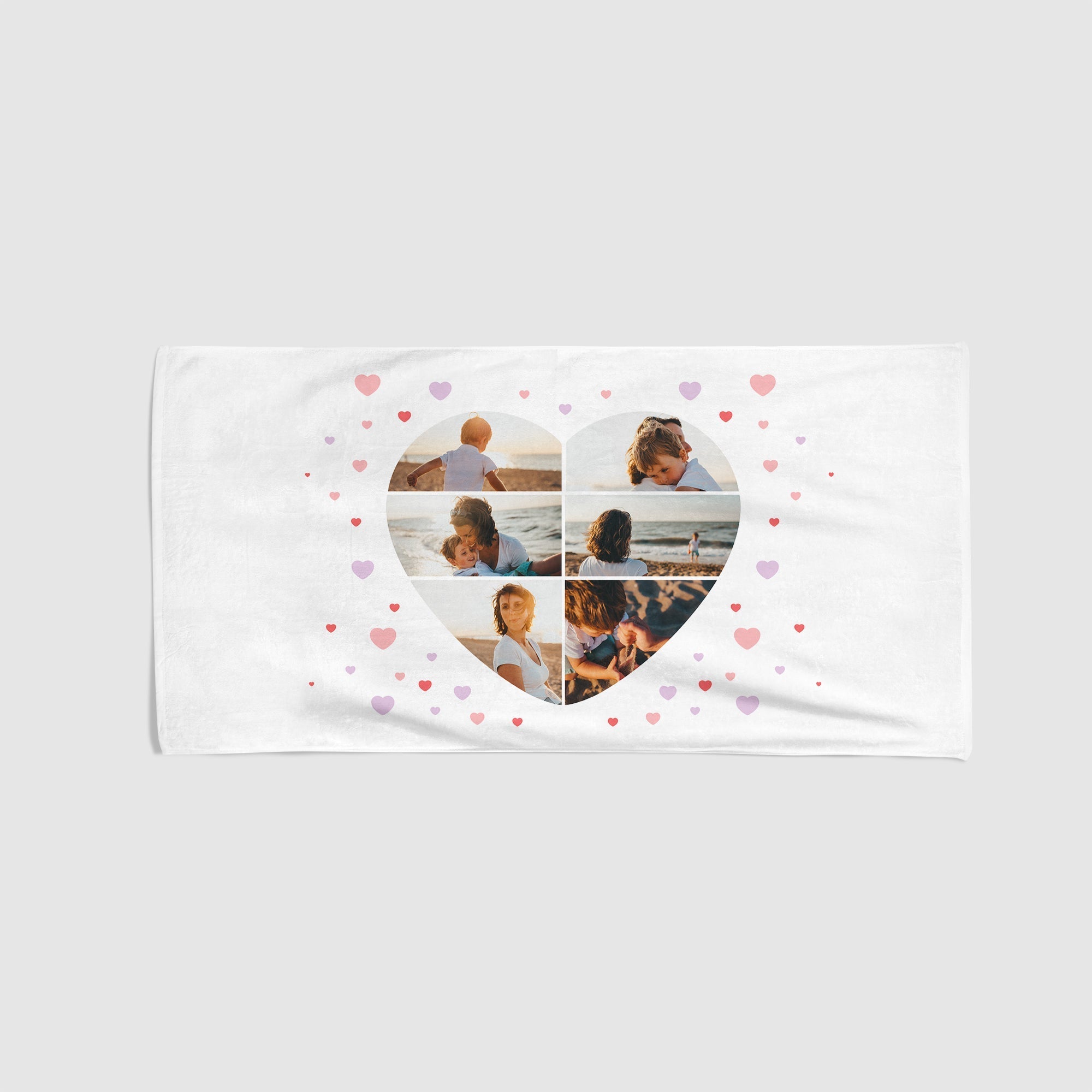 Personalisierbares Strandtuch mit Foto- und Textdesign