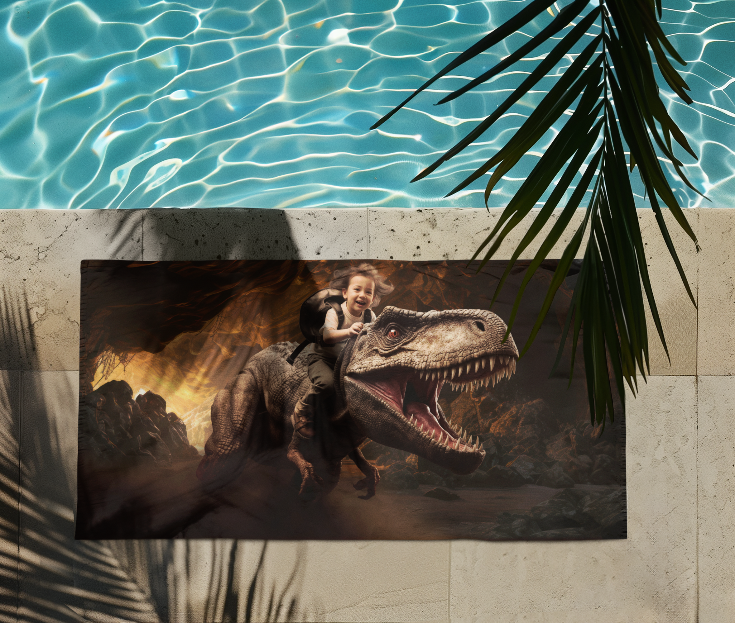 Personalisierbares Strandtuch mit Dinosauriermotiv
